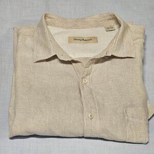 Tommy Bahama Button Up Men Shirt Size XXL Sand 100% Linen